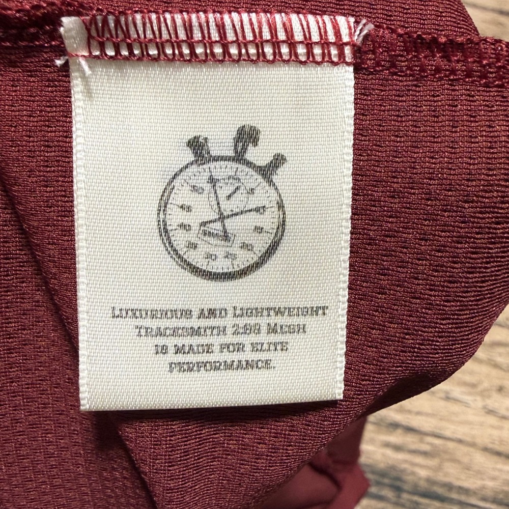 Tracksmith Van Cortlandt Running Singlet Mens Medium Maroon White Sash Mesh Tank - Picture 7 of 8